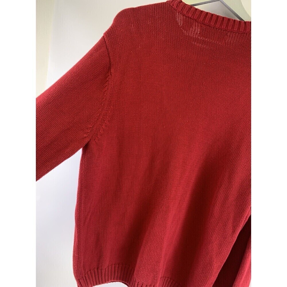 BOGO Chaps Ralph Lauren Red Crewneck Sweater Cotton Pullover Ribbed Hem Mens L - Picture 6 of 11